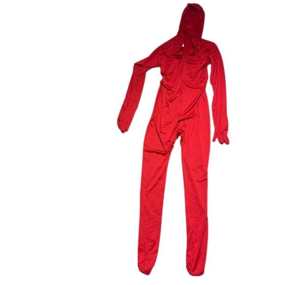 Red Morphsuit Adult Costume Bodysuit Halloween Party masquerade Robber Superhero - Picture 2 of 11